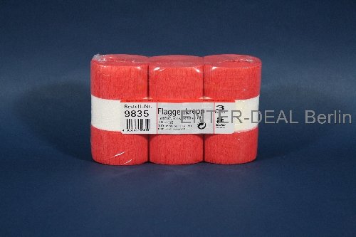 3 Rollen DEKO-KREPP – ÖSTERREICH – 3 x 10 METER ***SCHWER ENTFLAMMBAR***