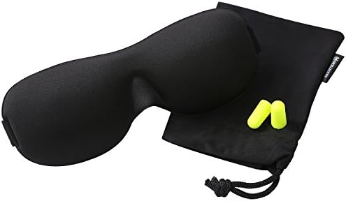 Ultra Lightweight & Comfortable Sleep Mask By Molliccer - Contoured Eye Shape - Includes Cloth Carry Pouch and Ear Plugs -For Travel, Shift Work & Meditation Relaxation