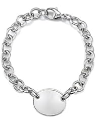 Sterling Silver 8" Oval Charm Bracelet