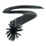 25 Strands Straight Keratin I Stick Tip Glue Human Hair Extensions Color #1 (Black) 0.75g Per Strand
