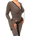 Blue Banana Grey Lace Up Bell Sleeved Tunic Top