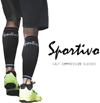 Sportivo Calf Compression Leg Sleeves (PAIR) - Moisture Wicking - Protection Against Shin Splints, Increase Circulation, Calf Recovery, Stabilize Muscle, and Decreased Muscle Soreness (S)
