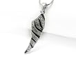 White Gold Plated Black Epoxy and Crystal Wing Pendant Necklace