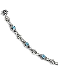 Sterling Silver 7.14swiss Blue Topaz 7.75in Bracelet