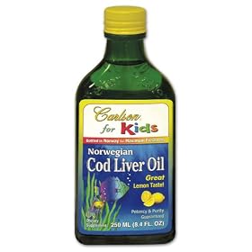 Carlson Labs Norwegian Carlson for Kids Natural Vitamin E Cod Liver Oil, Lemon, 250ml Glass Bottle