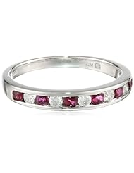 White-Gold Diamond and Ruby Ring (0.2cttw, G-H Color, I1-I2 Clarity)