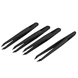 uxcell 帯電防止ピンセット プラスチック材質 115mm 尖った先端 修理用工具 4個入り