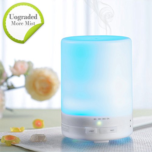 300ml Aroma Essential Oil Diffuser [Upgraded Version] Portable Ultrasonic Cool Mist Humidifier with Auto Shut Off Function-7 Color LED Lights Changing for Home Office Baby Bedroom Room