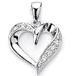 Simply Elegant Solid Sterling Silver Cubic Zirconia Rhodium Plated Heart Shape Pendant.