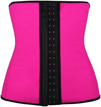 SexyDance "Perfect Waist" Firm Compression Latex Steel Bone 19 Hooks Waist Trainer Rubber Cincher Underbust Corset Body Shaper(Pink M)