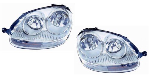 2005-2009 VW Volkswagen Jetta Headlight (Halogen) (2005 2006 2007 2008 2009 05 06 07 08 09) - One Pair(Both Driver and Passenger Sides) - DOT Certified Headlight