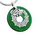 Sterling Silver Mayan Dragon on Deep Emerald Green Glass Donut Pendant