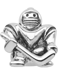 Persona Sterling Silver Hockey Goalie Charm fits Pandora, Troll & Chamilia European Charm Bracelets