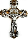 St. Saint Benedict Crucifix 2 Tone Wall Cross 10 Inch Religious Gift