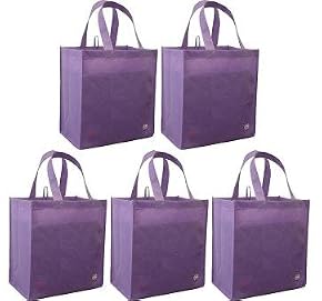 Reusable Grocery Tote Bag Lavander 5 Pack