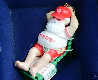 CINCINNATI REDS BASEBALL SANTA CHRISTMAS ORNAMENT FUN