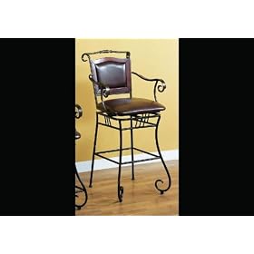 Kitchen Bar Stool Wrought Iron Leatherette Barstool New
