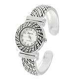 Geneva Platinum Polished Silver Cuff Watch by Geneva