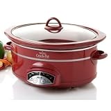 Rival SCVP601R-L 6 Quart Oval Smart-Pot Slow Cooker Red Crock Pot w/ Cookbook