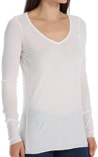 Skin Organic Pima Jersey Vneck Long Sleeve Tee (EM10R) 1/White