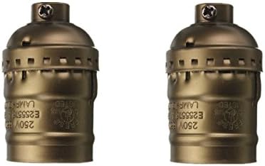 HiqLED Brass Screw Thread DIY Light Socket Vintage Copper Edison Retro Pendant Lamp Holder for E26 E27 Light Bulbs, without Switch and Cord (Pack of 2) (Copper)