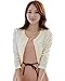 Modekini Women's Long Sleeves Sheer Floral Lace Pearl Cover Up Shrug