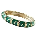 S-Bar Enamel Bangle Bracelet - Green