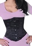 Echtes Satin Unterbrust Korsett Mieder Corsage Dessous Schwarz