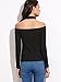 SheIn Women's Black Off The Shoulder With Choker Ribbed T-shirt