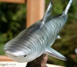 Taxidermy 12" Fiberglass Tiger Shark Sculpture Statue