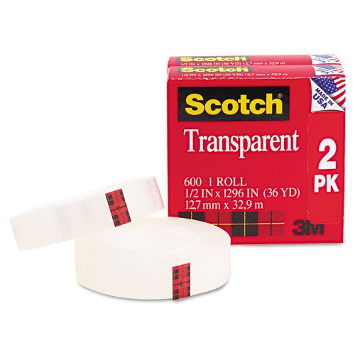 Scotch Products - Scotch - Transparent Tape Roll, 1/2 x 1296, Clear - Sold As 1 Pack - Excellent holding power and instant adhesion. - Long aging; stain- and moisture-resistant. - Ideal for label protection and multi-purpose sealing. - Glossy