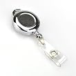 Retractable Chrome Color ID & Name Badge Holder Reel, With Belt Clip, SOLD INDIVIDUALLY