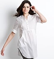 Indigo Collection Pure Cotton 3/4 Sleeve Longline Shirt Indigo Collection Pure Cotton 3/4 Sleeve Longline Shirt