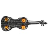 Baltic Honey Amber Sterling Silver Musical Collection Classic Violin Pin 19th Century
