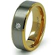 8mm Gold Plated Titanium Ring with CZ (Sizes 6-12)