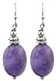 Sterling Silver Amethyst Oval Bead Drop Earrings title=