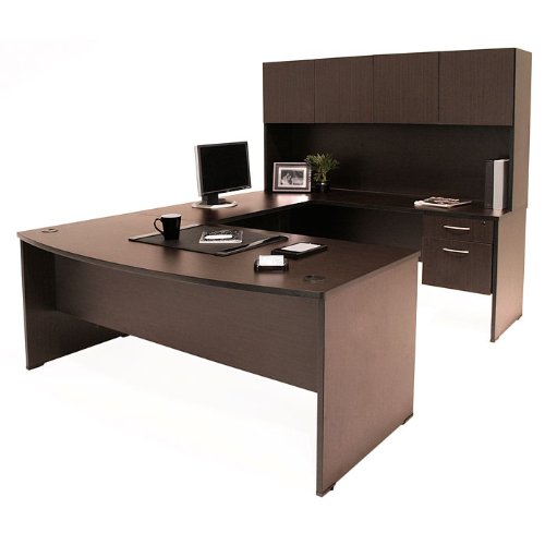 Mocha Walnut UDesk with Hutch Mocha Walnut