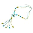 Blue Green Multicolor Floral Beaded Collar Necklace