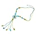Blue Green Multicolor Floral Beaded Collar Necklace