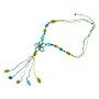 Blue Green Multicolor Floral Beaded Collar Necklace