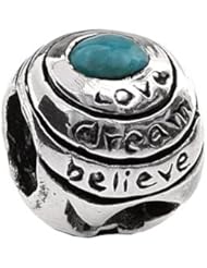 SilveRado(tm) MS096-2 Sterling Silver Love, Dream, Believe Bead / Charm