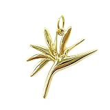 Bird of Paradise Flower Pendant in 14K Yellow Gold