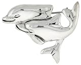 Sterling Silver Double Dolphin Pin, 1 5/16 (34mm) tall