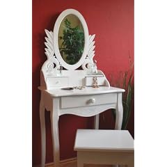 Frisiertisch mit Hocker Frisierkommode Schminkplatz Schminktisch antik wei�