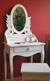 Frisiertisch mit Hocker Frisierkommode Schminkplatz Schminktisch antik wei�