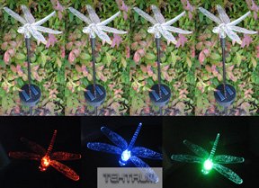 TEKTRUM SOLAR GARDEN COLOR CHANGING DRAGONFLY LIGHTS (Set of 8)
