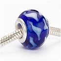 Murano Style Glass Lampwork Bead Fits Pandora Cobalt Blue Wave 14mm (1)