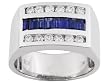 14K White Gold Man's Sapphire and Diamond Ring