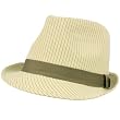 Men's 100% Cotton Summer Cool Pinstripe Fedora Trilby Hat Beige 56cm S/M