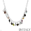 DV ITALY Wonderful Necklace With Crystals, Labradorite, Mother of pearl, Rutilated Quartz, Simulated gems and Topaz Made in 925 Sterling silver. Total item weight 29.3g Length 18in